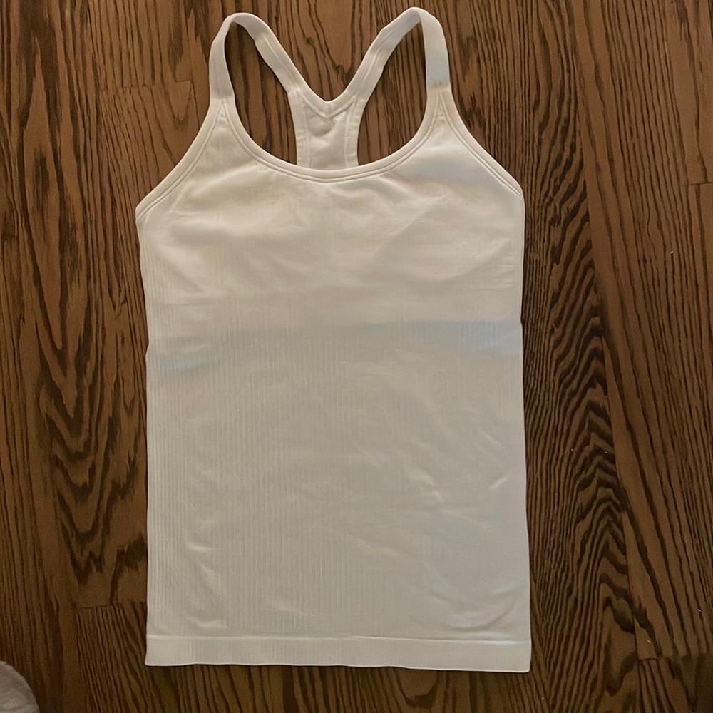 White ribbed tank top, very fitted!